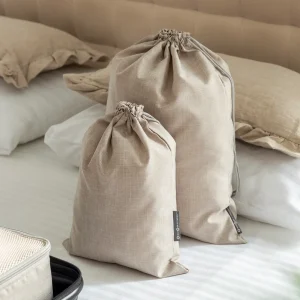 2-pack tvättpåse till resan beige
